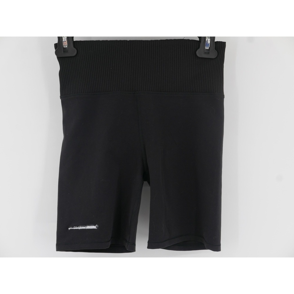 Vuori Stretch Biker Shorts Black Ribbed High Waist Madison Club Women's Small